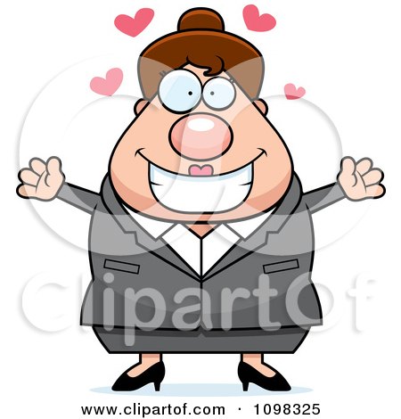 Clipart Loving Chubby Caucasian Business Lady - Royalty Free Vector Illustration by Cory Thoman