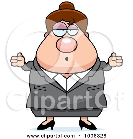Clipart Careless Shrugging Chubby Caucasian Business Lady - Royalty Free Vector Illustration by Cory Thoman