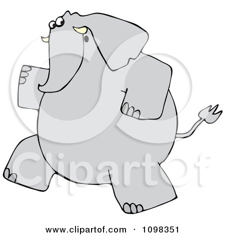 Clipart Gray Elephant Running Upright - Royalty Free Vector Illustration by djart