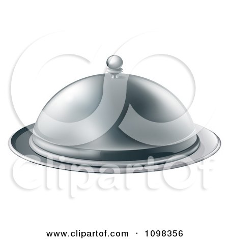 Clipart 3d Fancy Silver Cloche Fine Dining Platter - Royalty Free Vector Illustration by AtStockIllustration