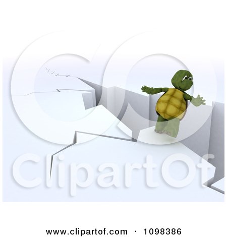 Clipart 3d Tortoise About To Fall Backwards From A Cliff - Royalty Free CGI Illustration by KJ Pargeter