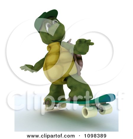 Clipart 3d Skateboarding Tortoise - Royalty Free CGI Illustration by KJ Pargeter