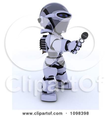 Clipart 3d Reporter Robot Holding Out A Microphone - Royalty Free CGI Illustration by KJ Pargeter