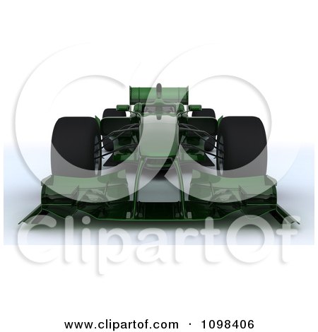 Clipart 3d Green Formula One Race Car Shown From The Front - Royalty Free CGI Illustration by KJ Pargeter