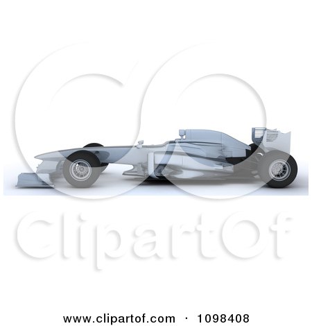 Clipart 3d Silver Formula One Race Car In Profile - Royalty Free CGI Illustration by KJ Pargeter