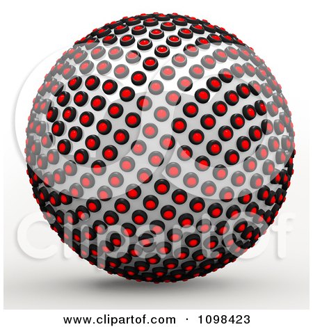 Clipart 3d Chrome And Red Light Sphere An Example Of A Fibonnacci Pattern - Royalty Free CGI Illustration by Leo Blanchette