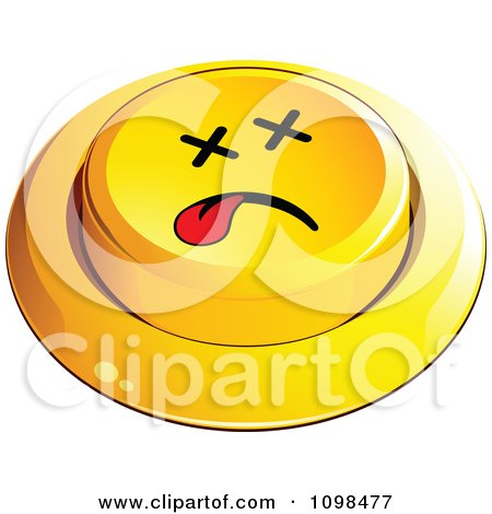 Clipart 3d Dead Yellow Button Smiley Emoticon Face - Royalty Free Vector Illustration by beboy