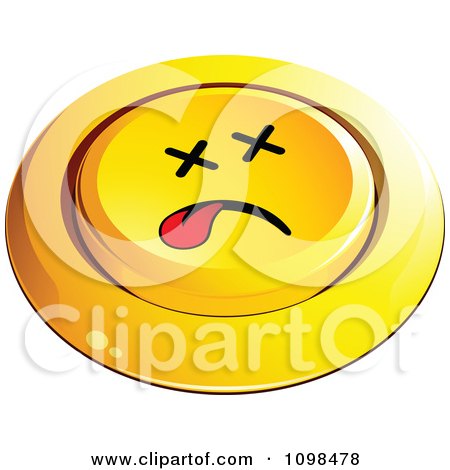Clipart 3d Pushed Dead Yellow Button Smiley Emoticon Face - Royalty Free Vector Illustration by beboy
