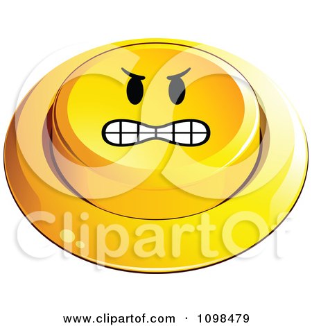 Clipart 3d Angry Yellow Button Smiley Emoticon Face - Royalty Free Vector Illustration by beboy