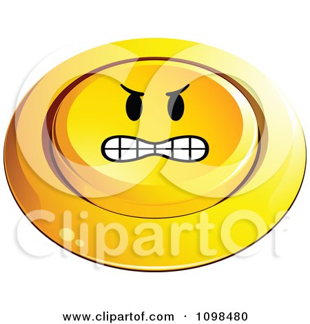 Clipart 3d Angry Pushed Yellow Button Smiley Emoticon Face - Royalty Free Vector Illustration by beboy