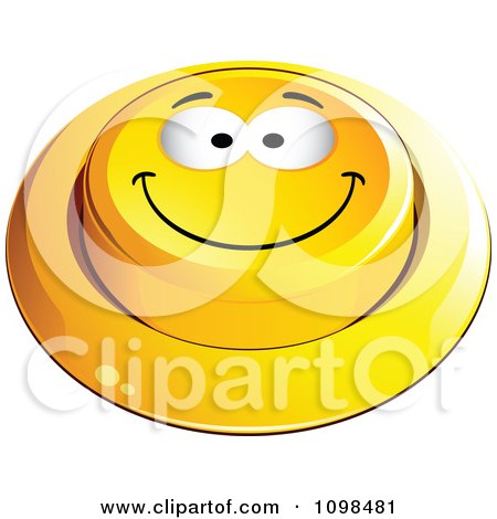 Clipart 3d Yellow Happy Button Smiley Emoticon Face 1 - Royalty Free Vector Illustration by beboy