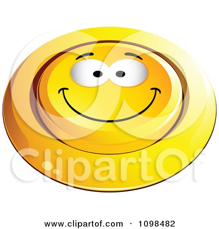 Clipart 3d Pushed Yellow Happy Button Smiley Emoticon Face 1 - Royalty Free Vector Illustration by beboy