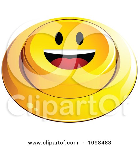 Clipart 3d Yellow Happy Button Smiley Emoticon Face 2 - Royalty Free Vector Illustration by beboy
