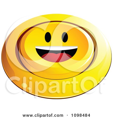 Clipart 3d Pushed Yellow Happy Button Smiley Emoticon Face 2 - Royalty Free Vector Illustration by beboy