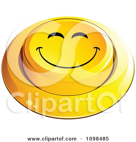 Clipart 3d Yellow Happy Button Smiley Emoticon Face 3 - Royalty Free Vector Illustration by beboy