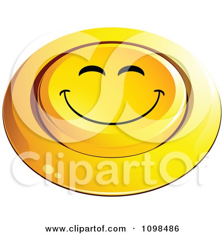 Clipart 3d Pushed Yellow Happy Button Smiley Emoticon Face 3 - Royalty Free Vector Illustration by beboy