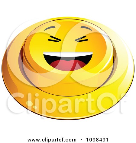 Clipart 3d Yellow Laughing Button Smiley Emoticon Face - Royalty Free Vector Illustration by beboy