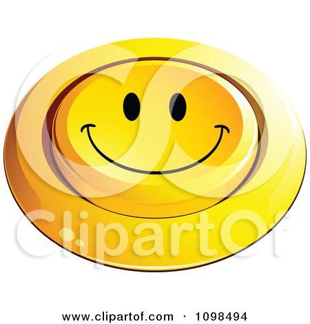 Clipart 3d Pushed Yellow Happy Button Smiley Emoticon Face 4 - Royalty Free Vector Illustration by beboy