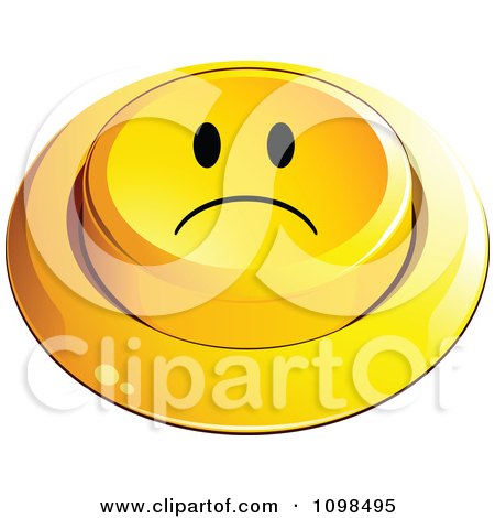 Clipart 3d Yellow Sad Button Smiley Emoticon Face - Royalty Free Vector Illustration by beboy