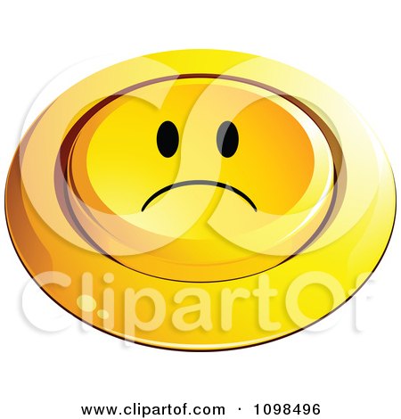 Clipart 3d Pushed Yellow Sad Button Smiley Emoticon Face - Royalty Free Vector Illustration by beboy