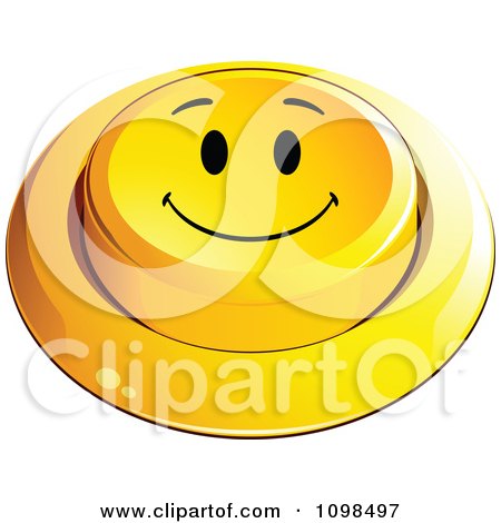 Clipart 3d Yellow Happy Button Smiley Emoticon Face 5 - Royalty Free Vector Illustration by beboy