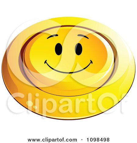 Clipart 3d Pushed Yellow Happy Button Smiley Emoticon Face 5 - Royalty Free Vector Illustration by beboy