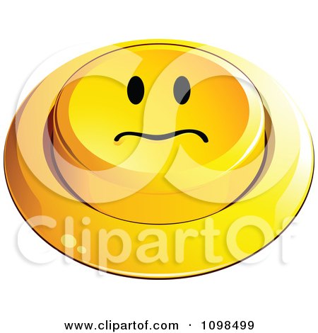 Clipart 3d Yellow Upset Button Smiley Emoticon Face - Royalty Free Vector Illustration by beboy