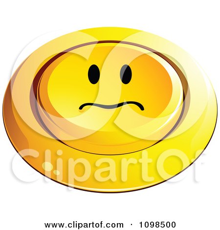 Clipart 3d Pushed Yellow Upset Button Smiley Emoticon Face - Royalty Free Vector Illustration by beboy