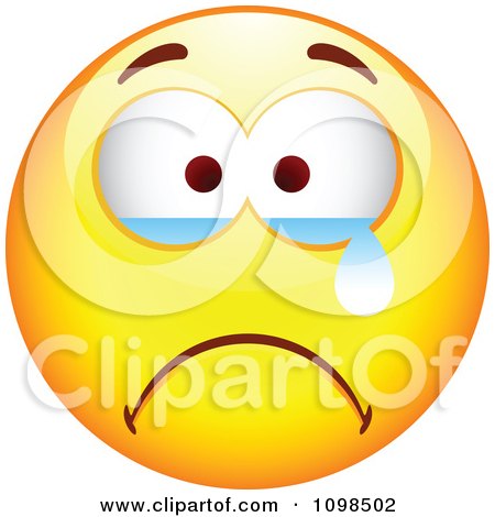 Clipart Crying Yellow Cartoon Smiley Emoticon Face 3 - Royalty Free Vector Illustration by beboy
