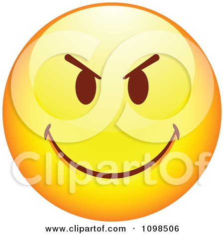 Clipart Yellow Mean Cartoon Smiley Emoticon Face 3 - Royalty Free Vector Illustration by beboy