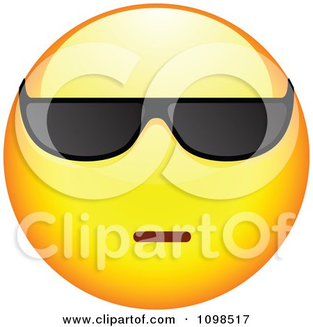 Clipart Cool Yellow Cartoon Smiley Emoticon Face Wearing Sunglasses 2 - Royalty Free Vector Illustration by beboy