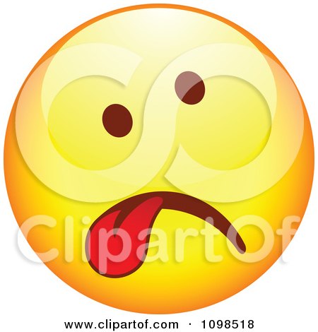 Clipart Sick Yellow Cartoon Smiley Emoticon Face Hanging Its Tongue Out 2 - Royalty Free Vector Illustration by beboy