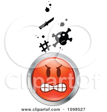 Clipart Red And Chrome Bully Cartoon Smiley Emoticon Face 1 - Royalty Free Vector Illustration by beboy