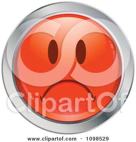 Clipart Red And Chrome Sad Cartoon Smiley Emoticon Face 1 - Royalty Free Vector Illustration by beboy