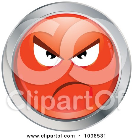 Clipart Red And Chrome Bully Cartoon Smiley Emoticon Face 2 - Royalty Free Vector Illustration by beboy