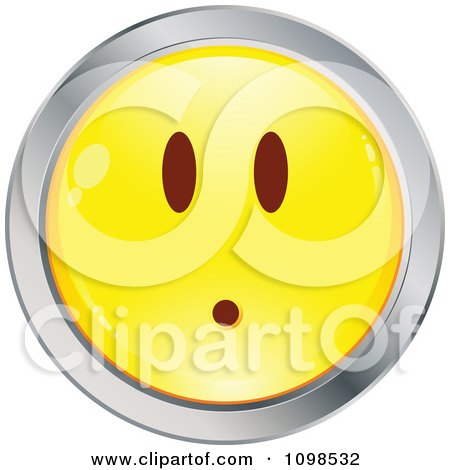 Clipart Surprised Yellow And Chrome Cartoon Smiley Emoticon Face 1 - Royalty Free Vector Illustration by beboy