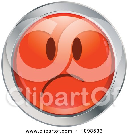 Clipart Red And Chrome Sad Cartoon Smiley Emoticon Face 2 - Royalty Free Vector Illustration by beboy
