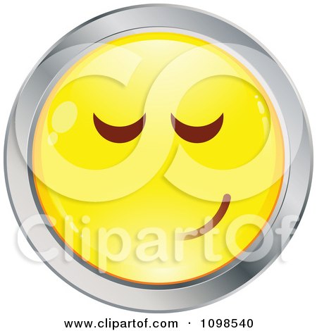 Clipart Yellow And Chrome Bashful Cartoon Smiley Emoticon Face 4 - Royalty Free Vector Illustration by beboy