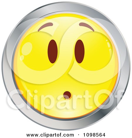 Clipart Surprised Yellow And Chrome Cartoon Smiley Emoticon Face 3 - Royalty Free Vector Illustration by beboy