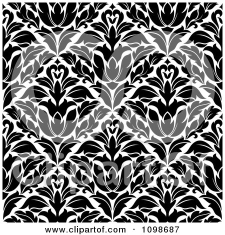 Clipart Black And White Triangular Damask Pattern Seamless Background 22 - Royalty Free Vector Illustration by Vector Tradition SM