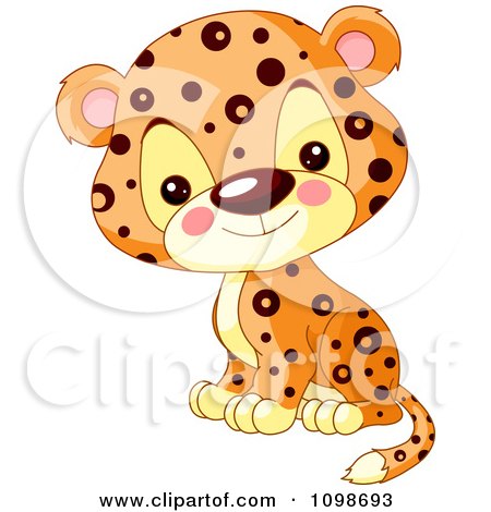 Clipart Cute Jaguar Cub Sitting And Smiling - Royalty Free Vector Illustration by Pushkin