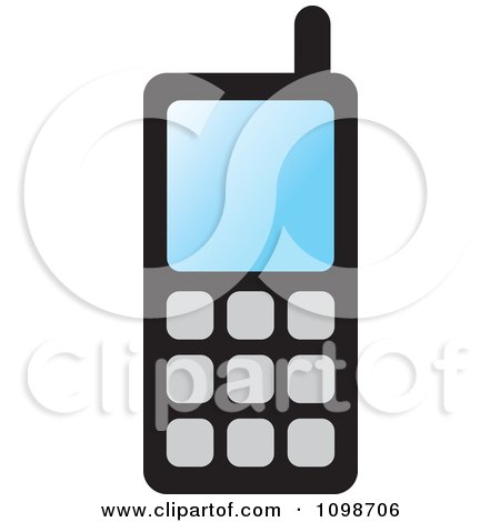 Clipart Simple Black Cell Phone - Royalty Free Vector Illustration by Lal Perera