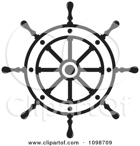 Clipart Outlined Ship Helm Wheel - Royalty Free Vector Illustration by Lal Perera