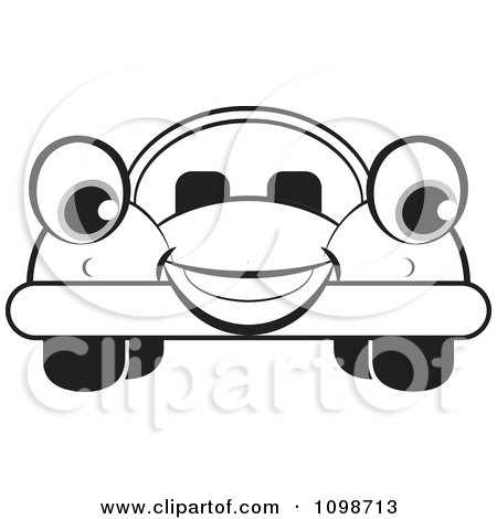 Clipart Happy Outlined Compact Car - Royalty Free Vector Illustration by Lal Perera
