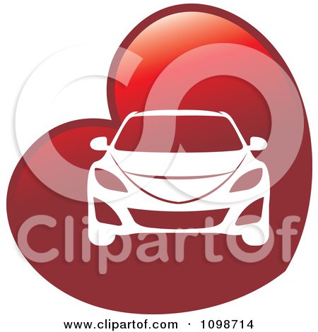 Clipart White Car On A Red Heart - Royalty Free Vector Illustration by Lal Perera