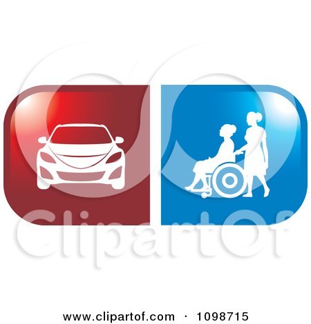 Clipart Red Handicap Car And Blue Wheelchair Icons - Royalty Free Vector Illustration by Lal Perera