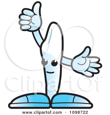 Clipart Human Canine Tooth Character Holding A Thumb Up 1 - Royalty Free Vector Illustration by Lal Perera