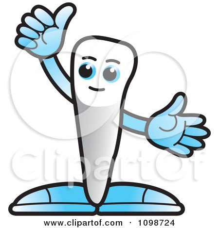 Clipart Human Canine Tooth Character Holding A Thumb Up 2 - Royalty Free Vector Illustration by Lal Perera