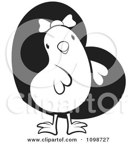 Clipart Cute Which Chick Wearing A Bow Over A Heart - Royalty Free Vector Illustration by Lal Perera