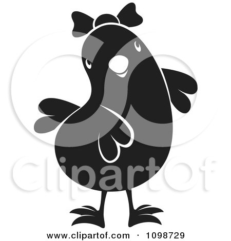 Clipart Cute Black Chick Wearing A Bow 1 - Royalty Free Vector Illustration by Lal Perera